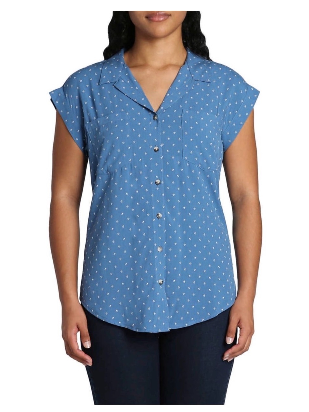 Blue Jachs Girlfriend Cap Sleeve Blouse S nautical coastal preppy casual